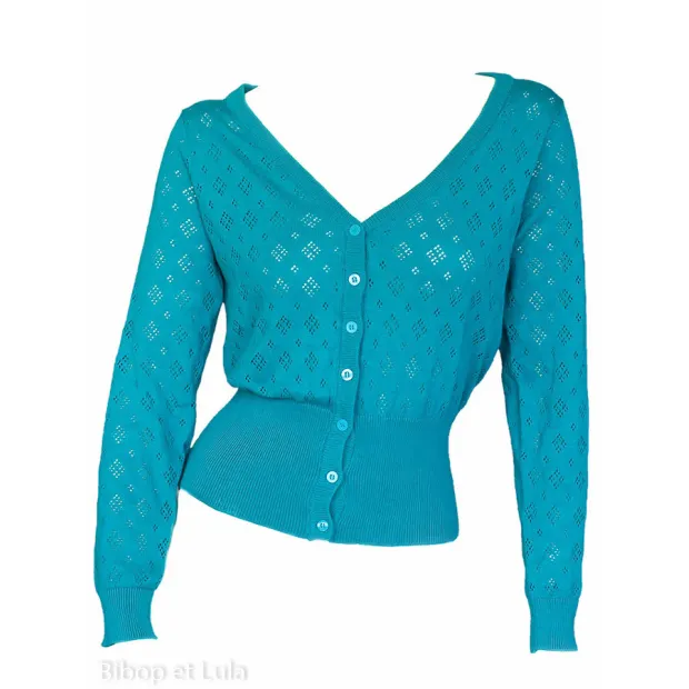 Gilet col V Bleu Turquoise