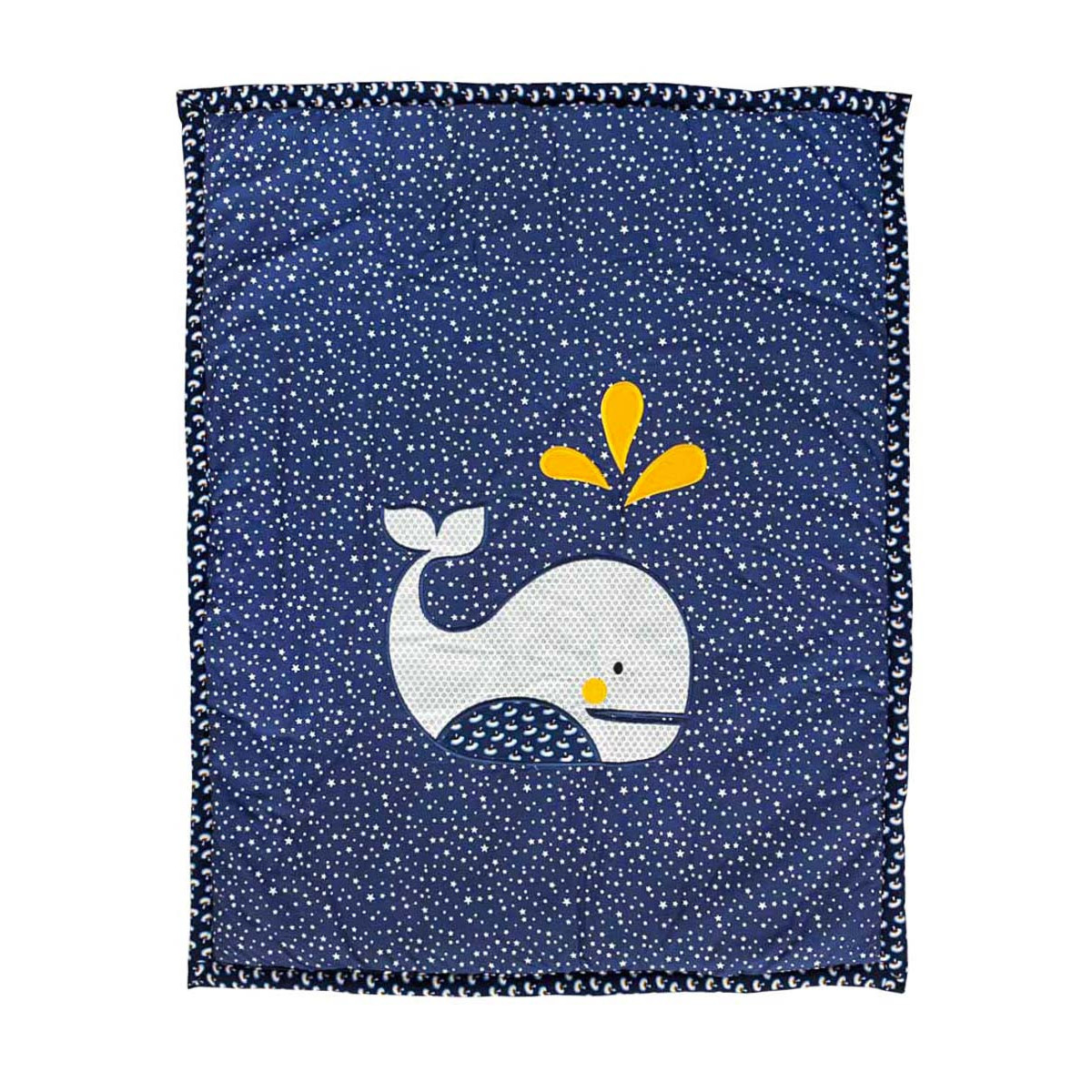 Pochette en tissu multi-usages format enveloppe personnalisable - Etoiles  bleu marine Coton uni blanc