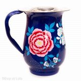 Carafe inox peinte à la main Goa bleu indigo - Bibop et Lula