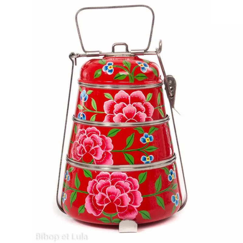 Lunch box inox peinte à la main Edira rouge - Bibop et Lula