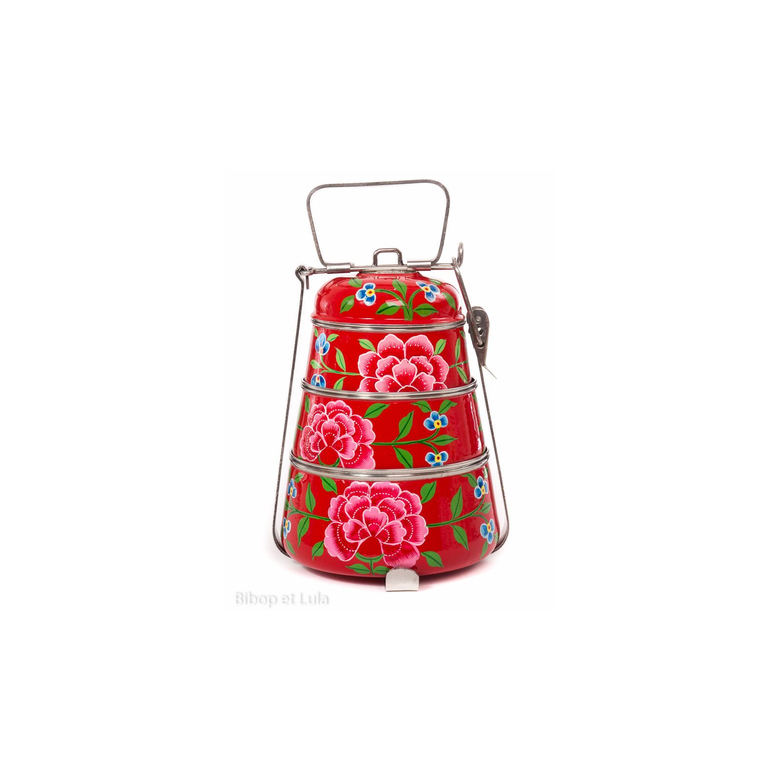 Lunch box inox peinte à la main Edira rouge - Bibop et Lula