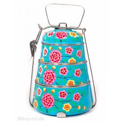 Lunch box inox peinte à la main Shivara turquoise - Bibop et Lula