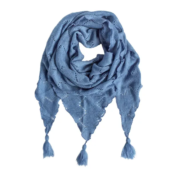 Echarpe triangle laine Bleu Orage