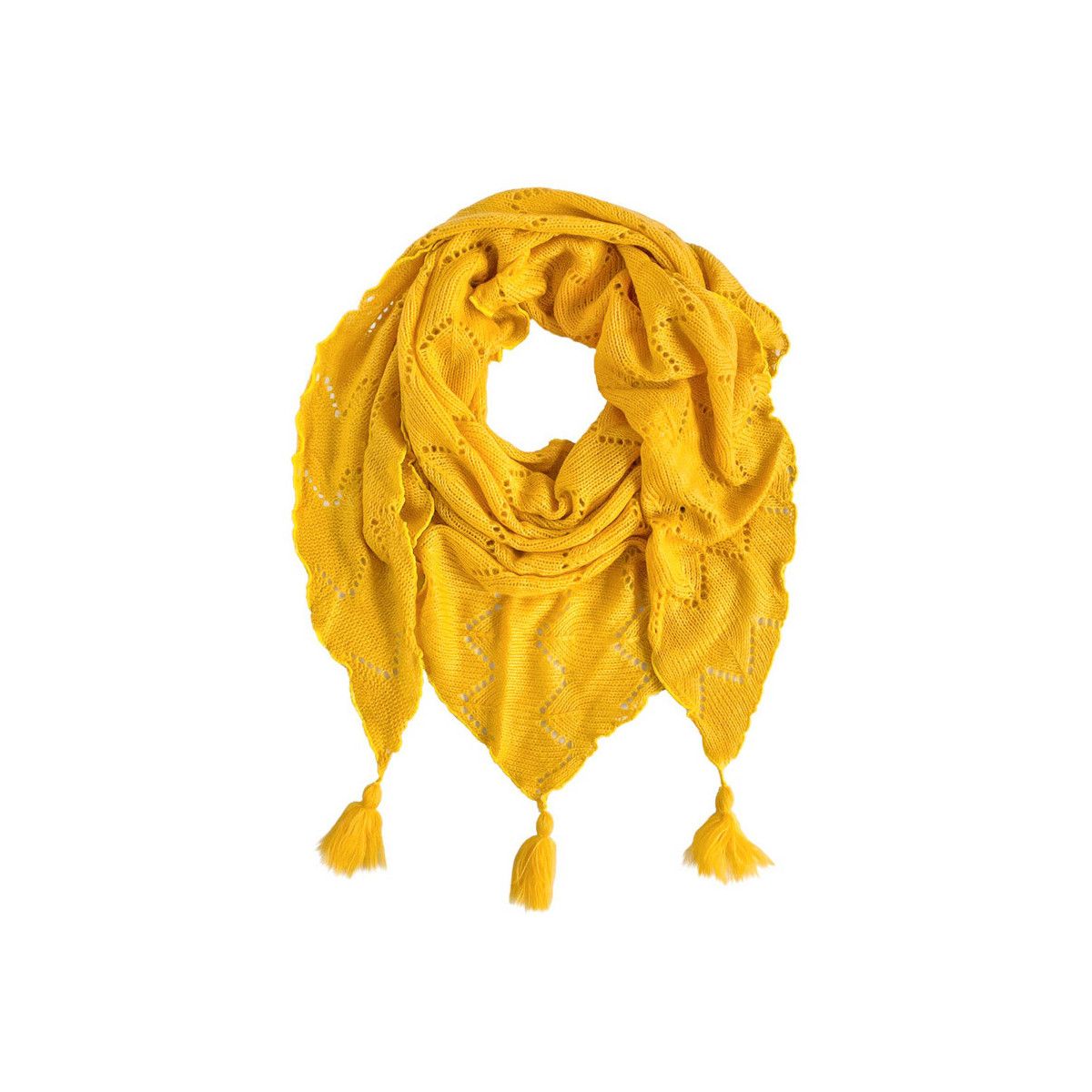Châle triangle laine jaune moutarde - Bibop et Lula