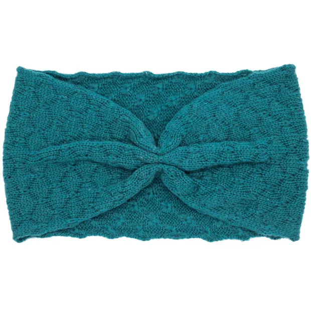 Bandeau headband rétro laine bleu canard