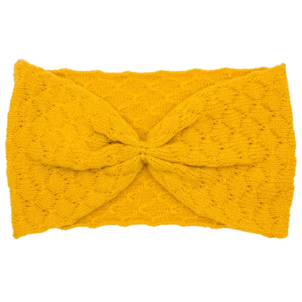 Bandeau headband rétro laine jaune moutarde