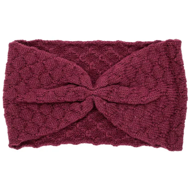Bandeau headband rétro laine rose framboise