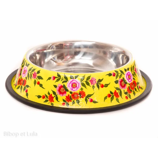 Gamelle pour chien inox peint à la main Suraya