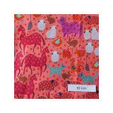 Coton bio Basse-cour corail Odile Bailloeul - Bibop et Lula