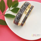 Manchette, bracelet, résine, motif Rosace noir - Bibop et Lula