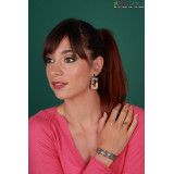 Manchette, bracelet, résine, motif Rosace noir - Bibop et Lula