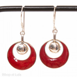 Boucles d'oreilles anneaux corail rouge - Bibop et Lula