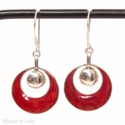 Boucles d'oreilles Anneaux corail rouge - Bibop et Lula