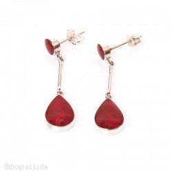Boucles d'oreilles Pendules Corail rouge - Bibop et Lula