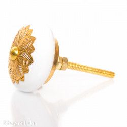 Bouton de meuble céramique Feuille d'or - Bibop et Lula