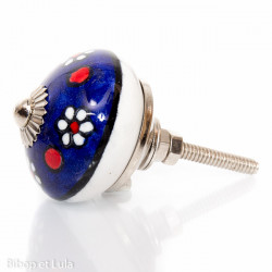 Bouton de meuble céramique Paquerettes Indigo - Bibop et Lula