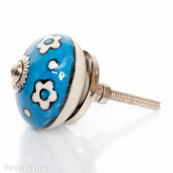 Bouton de meuble céramique Paquerettes bleu - Bibop et Lula