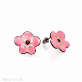 Boucles d'oreilles clous Fleur rose - Bibop et Lula