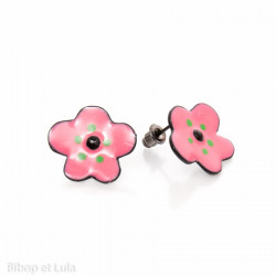 Boucles d'oreilles clous Fleur rose - Bibop et Lula