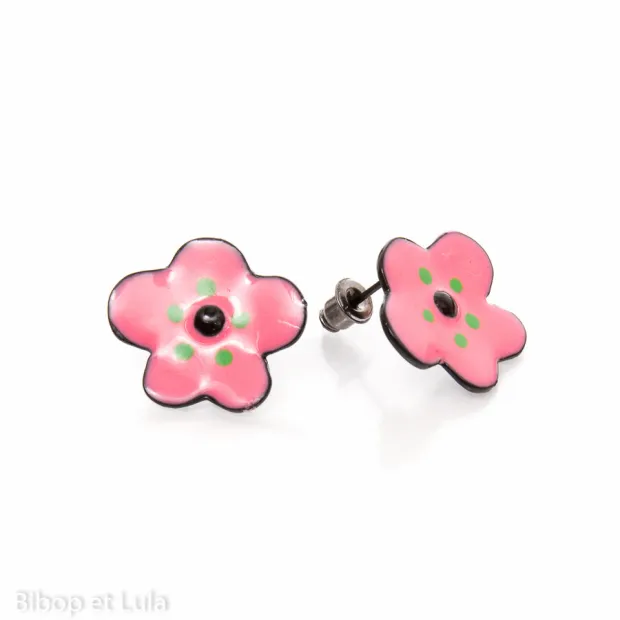 Boucles d'oreilles clous Fleur rose