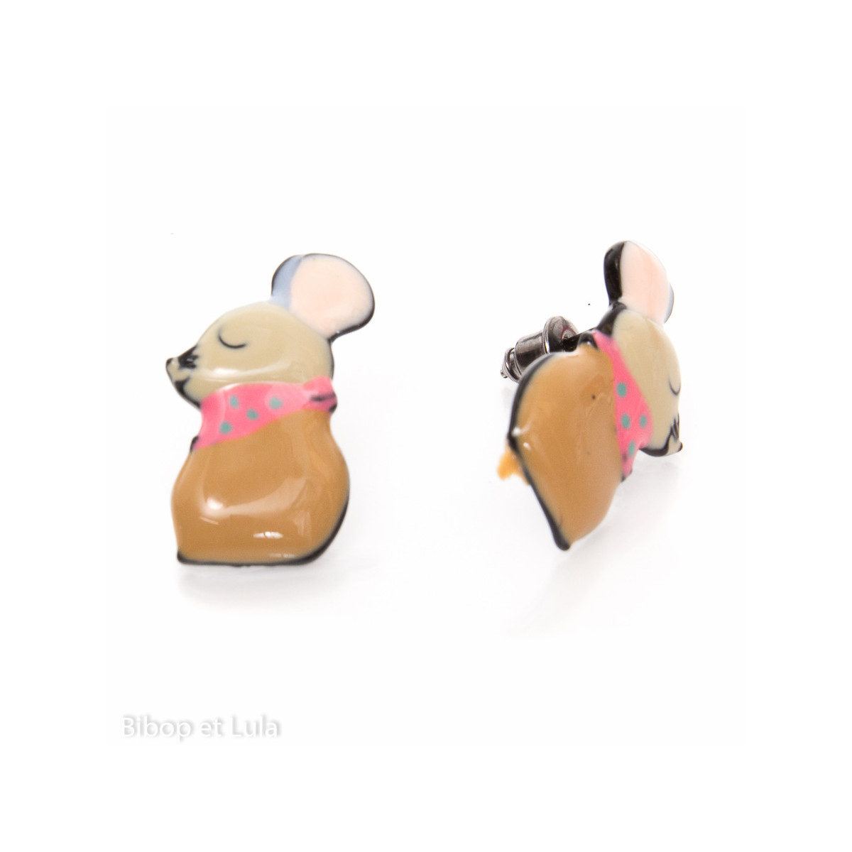 Boucles d'oreilles clous Souris - Bibop et Lula