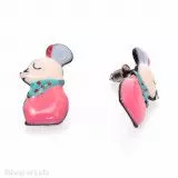 Boucles d'oreilles clous Souris rose - Bibop et Lula