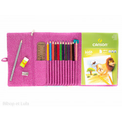 Pochette à dessin de voyage fleurs sur fond bleu - Bibop et Lula