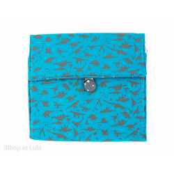 Pochette à dessin de voyage Dinausaure sur fond vert - Bibop et Lula