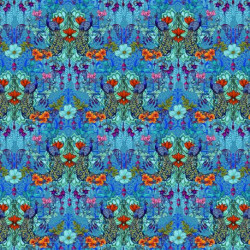 Coton Bio Jardins des Paons bleu - Bibop et Lula