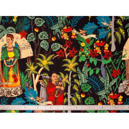 Coupon tissu Mexico noir