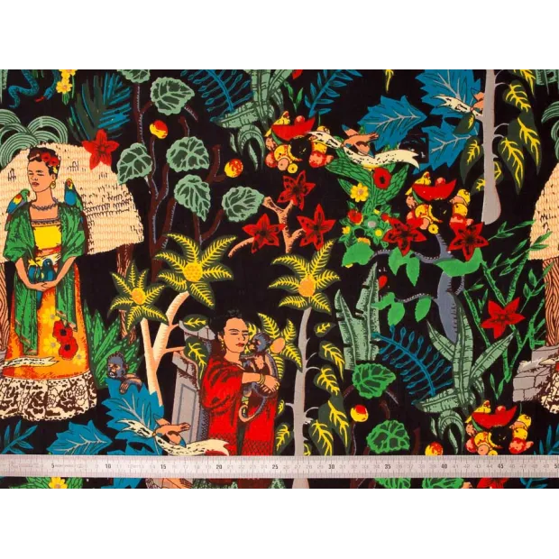 Coupon tissu Mexico noir