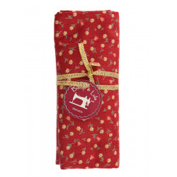 Coupon tissu popeline de coton ocre rouge et petites fleurs - Bibop et Lula