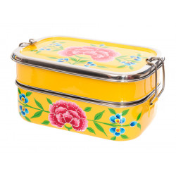 Boite bento / lunch box inox peinte à la main Edira jaune mangue - Bibop et Lula