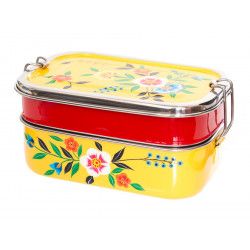 Boite bento / lunch box inox peinte à la main Bilimora jaune