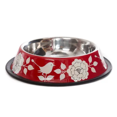 Gamelle pour chien inox peint à la main Gaya red